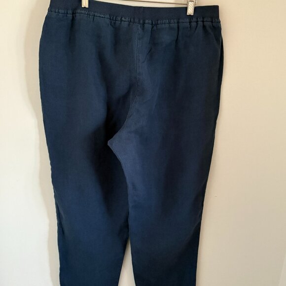 Ellen Tracy Linen Pants Women Drawstring Waist Slim Fit Lounge Trousers Size L - Picture 2 of 4